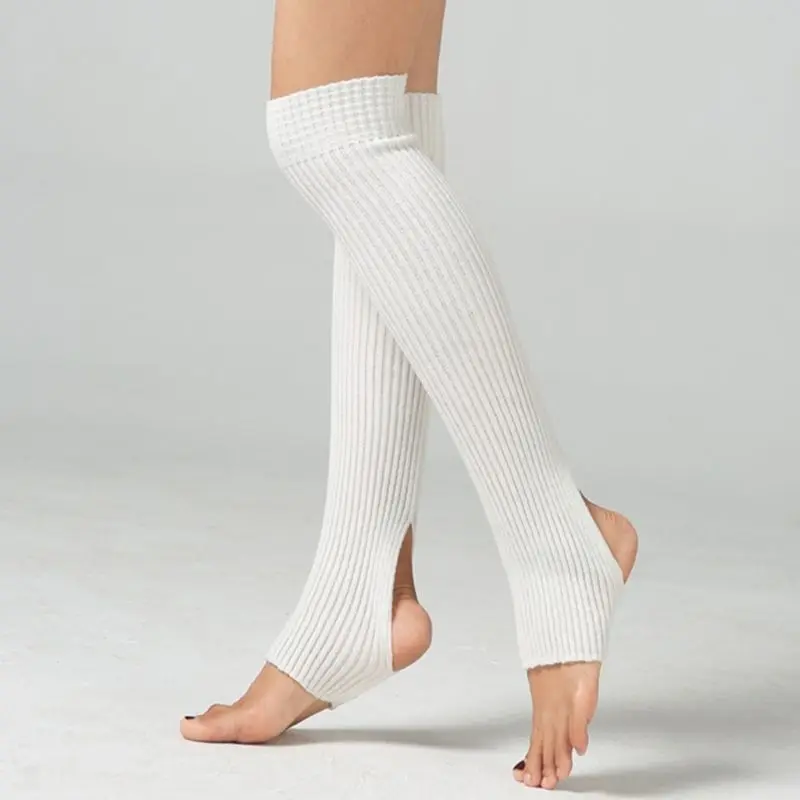 

2020 New Winter Knee Length Leg Warmers Ballet Dance Yoga Ribbed Knit Stirrup Long Socks