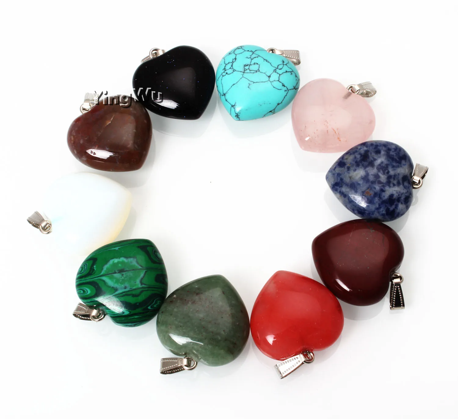 Оптовая продажа 10 шт./лот 30 мм натуральный камень сердечко кулон кварцевые