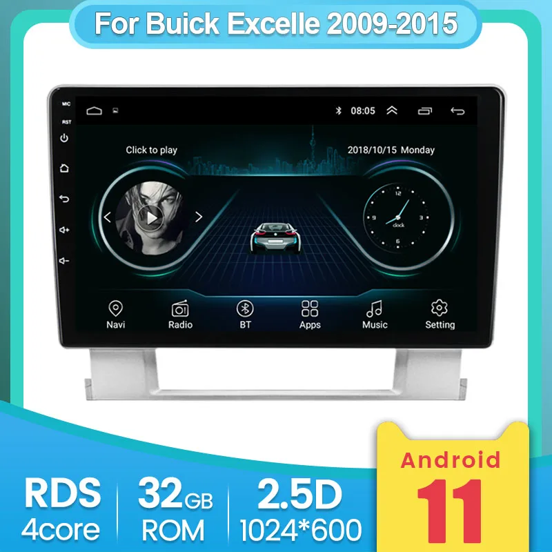Автомагнитола 2GRAM + 32GROM видео плеер для Buick Excelle 2 2009-2015 Opel Astra J 2009-2017 Android 11 навигация