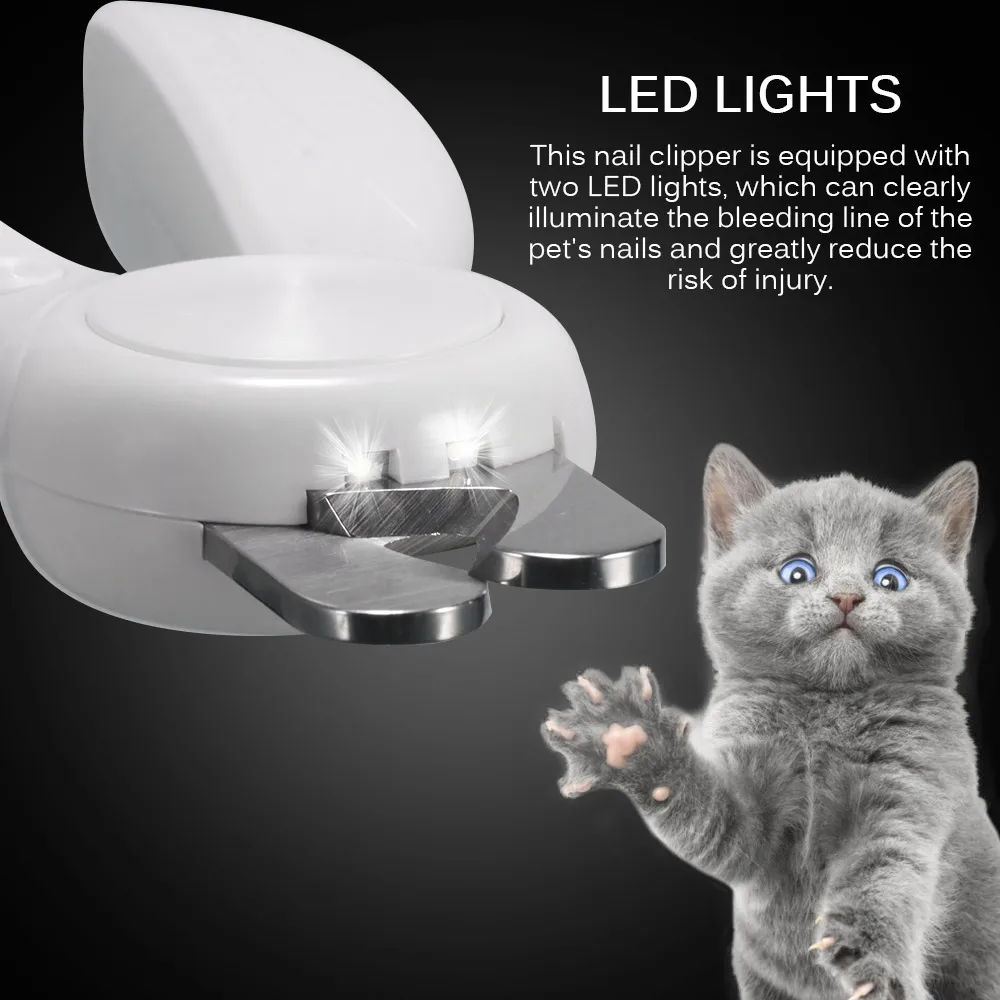 Pet Dog Nail Clipper With LED Light Safety Cat Cutter Machine Stainless Steel Scissors Animal Trimmer Supply | Дом и сад