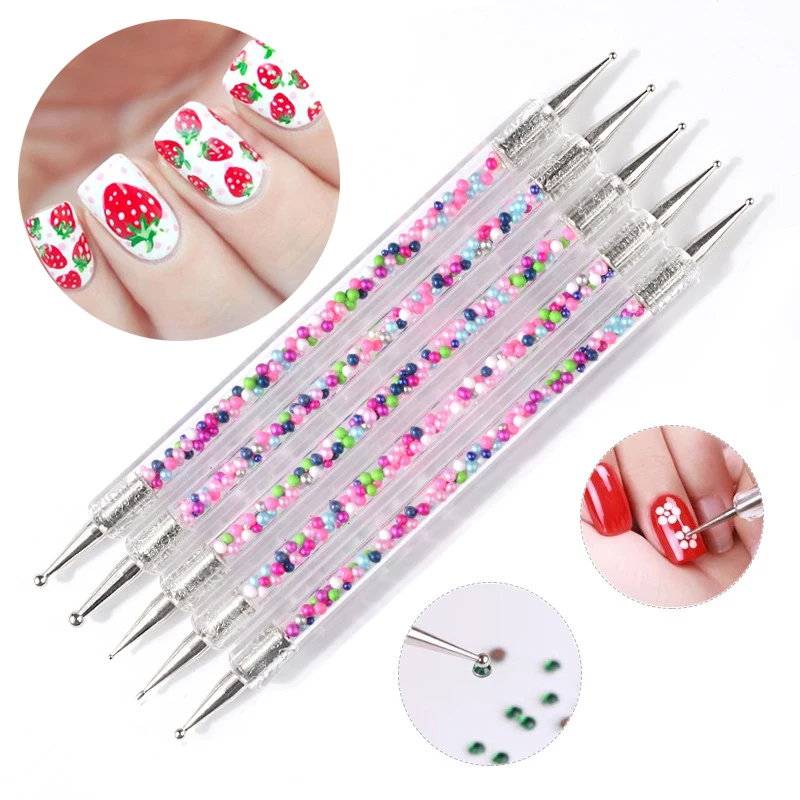 

Dual End Acrylic Handle Rhinestone Dotting Tool Picking Pen Nail Art Tips DIY Painting Carving Nail Brush Manicure Tools Kit