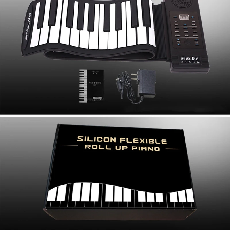 

61 Keys 128 Synthesized Tones 100 Preset Rhythms Superior Roll Up electrical Piano with Soft Keys for kids education