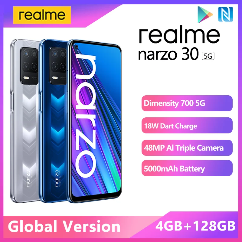 

Смартфон realme Narzo 30 5G, 4 + 128 ГБ, 700 дюйма, NFC, 90 Гц, 48 МП