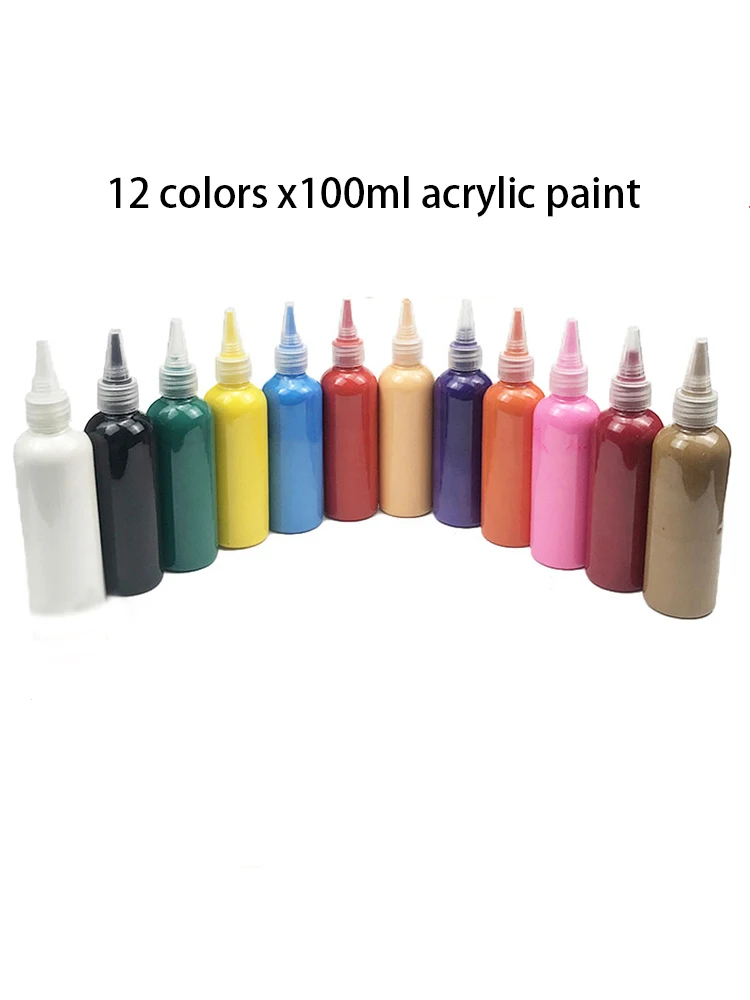 Набор акриловых красок 12 цветов X 100 мл/детская художественная краска для