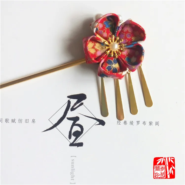 

And Wind Japanese Style Retro Kimono Bathrobe Cherry Blossom Daily Life Hairpin Hair Accessories