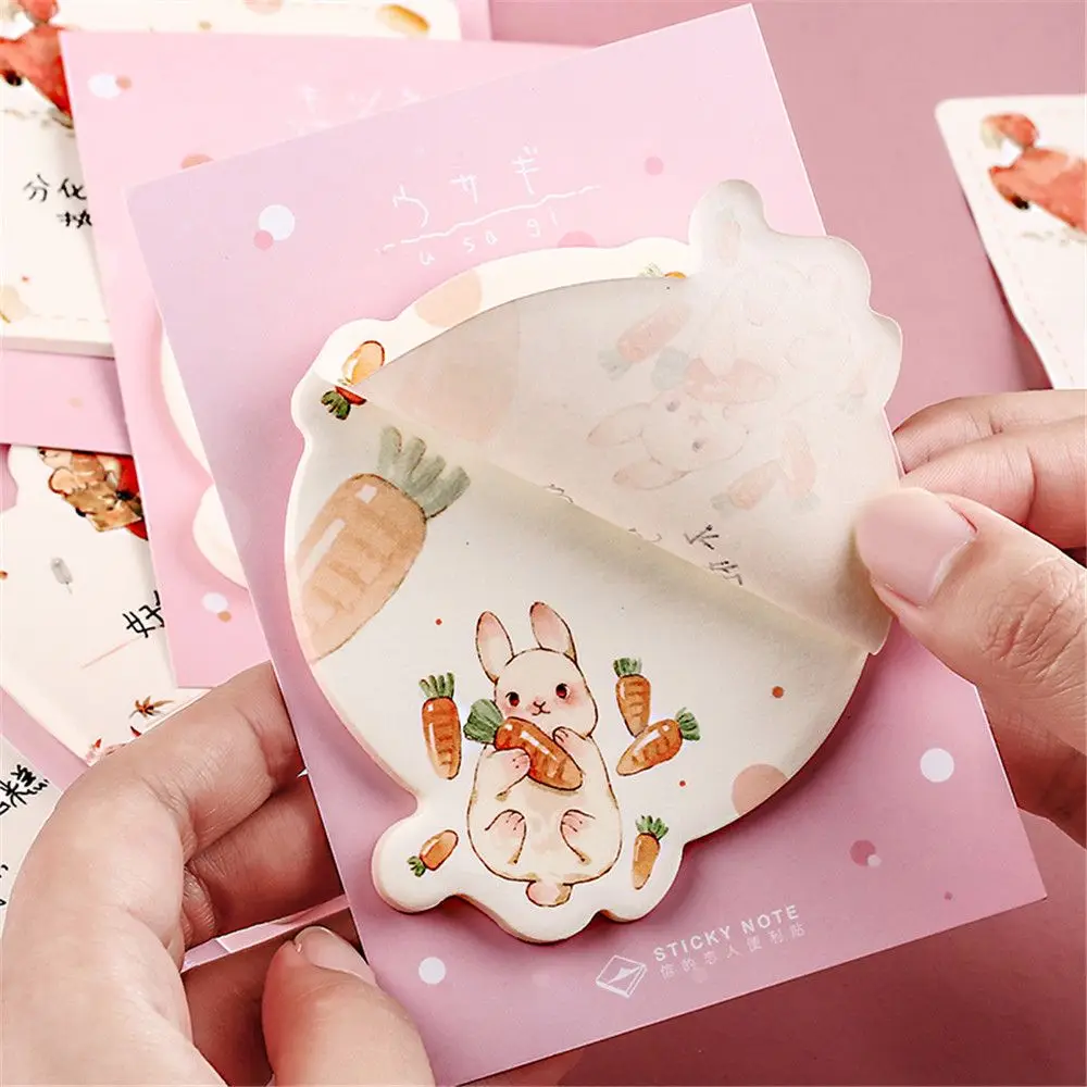 30 листов блокноты для записей с милым кроликом и лисой Мультяшные Липкие заметки