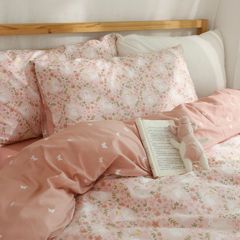 Комплект постельного белья из 100% хлопка с принтом кролика | Дом и сад