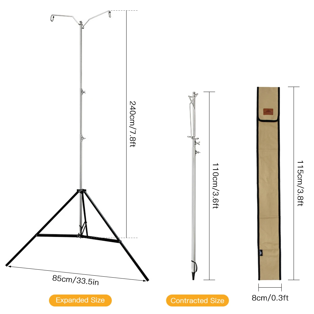 

Outdoor Camping Telescoping Lantern Hanging Stand with Tripod Lamp Bracket Light Holder Rack for Hiking Picnic Camping Equipment