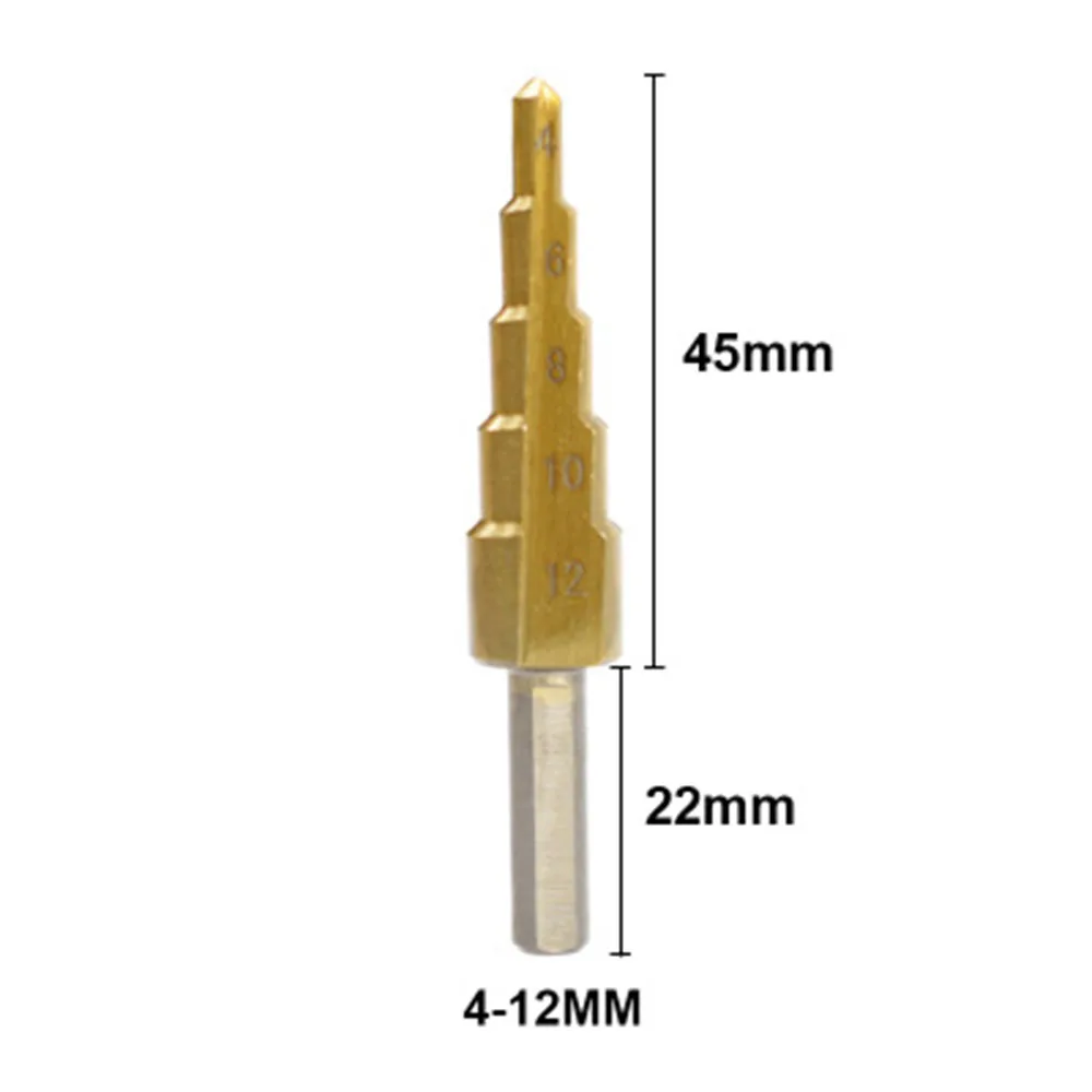 4-12 4-20 4-32 mm HSS Titanium Coated Step Drill Bit Drilling Power Tools for Metal High Speed Steel Wood Hole Cutter Cone | Инструменты
