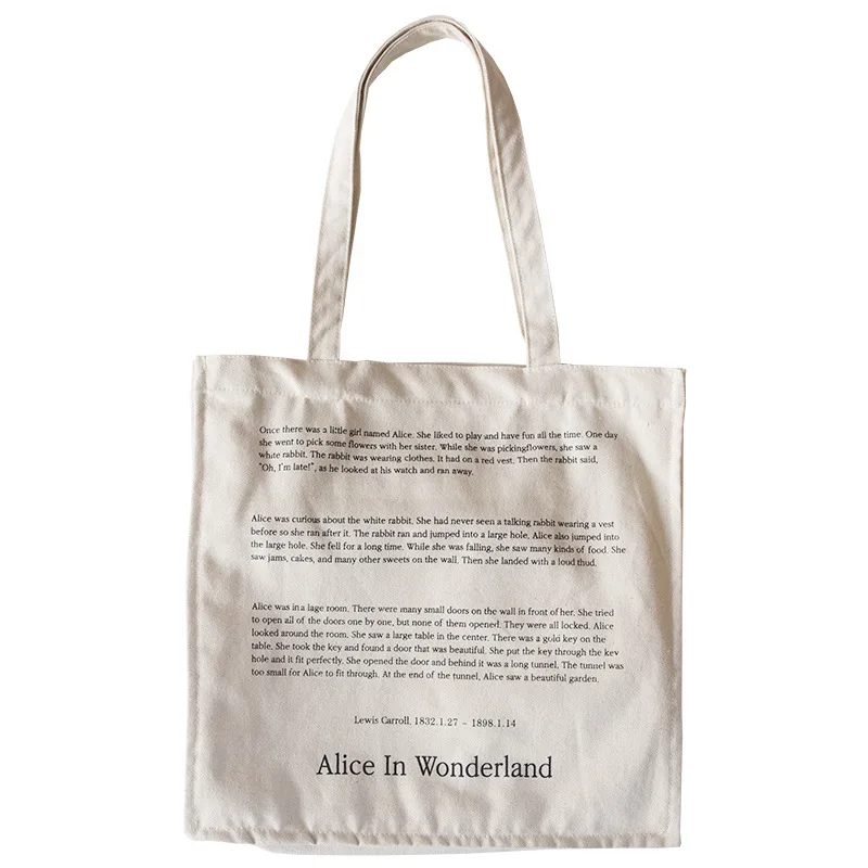 

Women Canvas Shoulder Bag Fairy Tales Print Daily Shopping Bags Students Books Bag Thick Cotton Cloth Handbags Tote For Girls