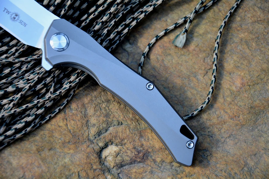 Тактический карманный складной нож TwoSun TS43 лезвие D2 титановая ручка с зажимом и