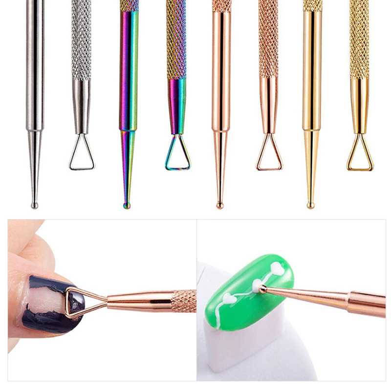 

Manicure Nail Art Triangle Rod Cleaner Grinding Finger Tool Double-end Multifunction Push UV Gel Polish Remover Dotting Painting