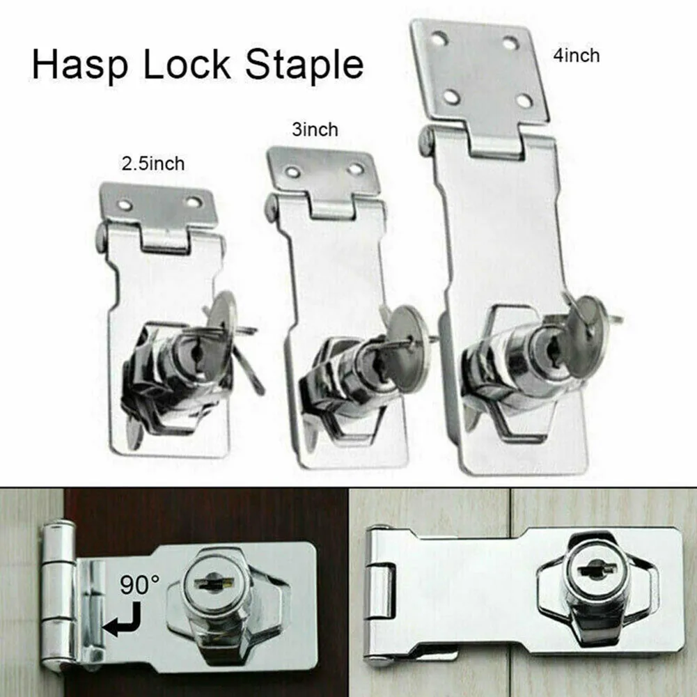 

1Piece Locking Hasp And Staple With Keys Padlock Cupboard Shed Garage Lock Drawer Lock Home Lock Pick Set Hardware Accessories
