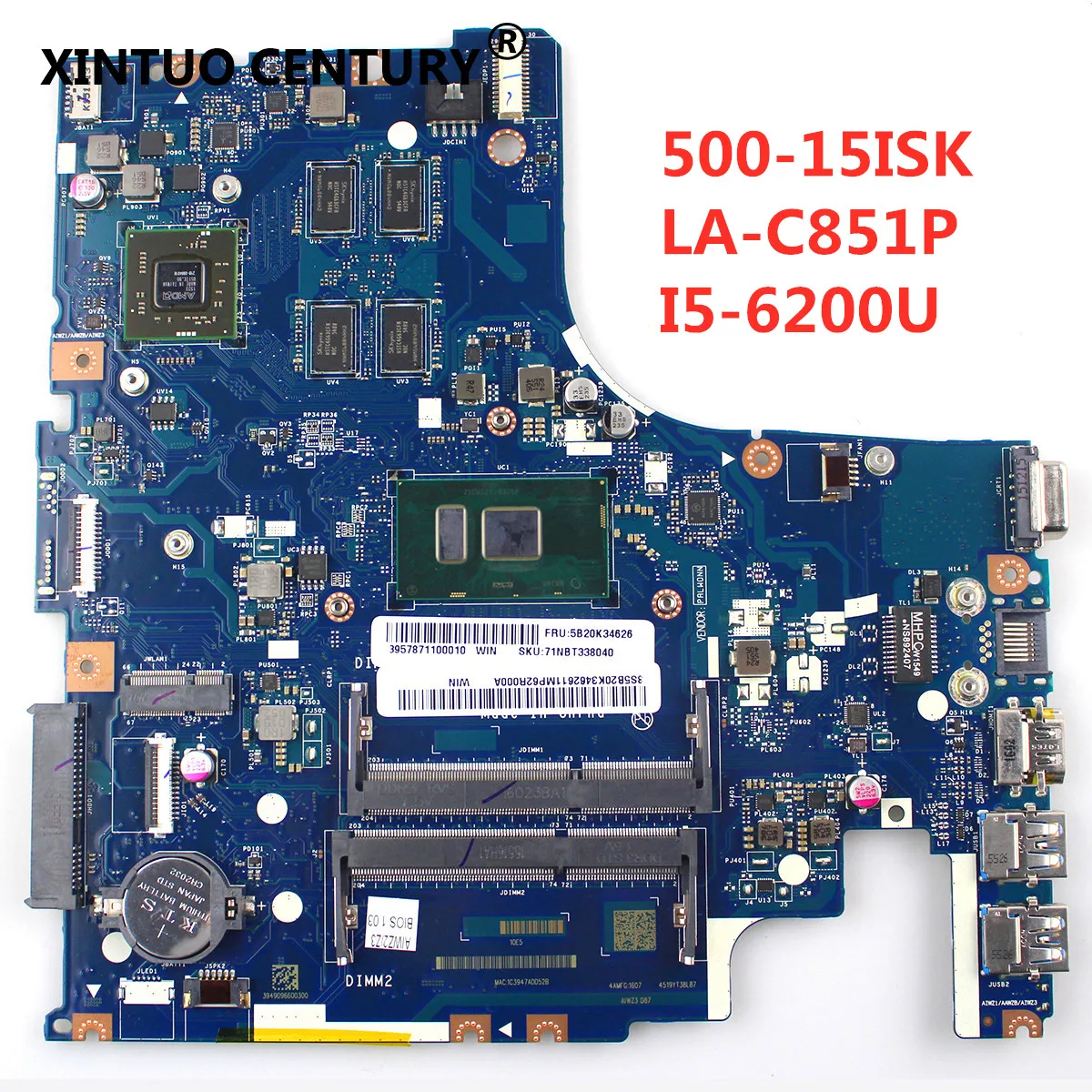 

Laptop motherboard For LENOVO Ideapad 500-15ISK I7-6500U Mainboard AIWZ2 AIWZ3 LA-C851P 5B20K34654 216-0864010