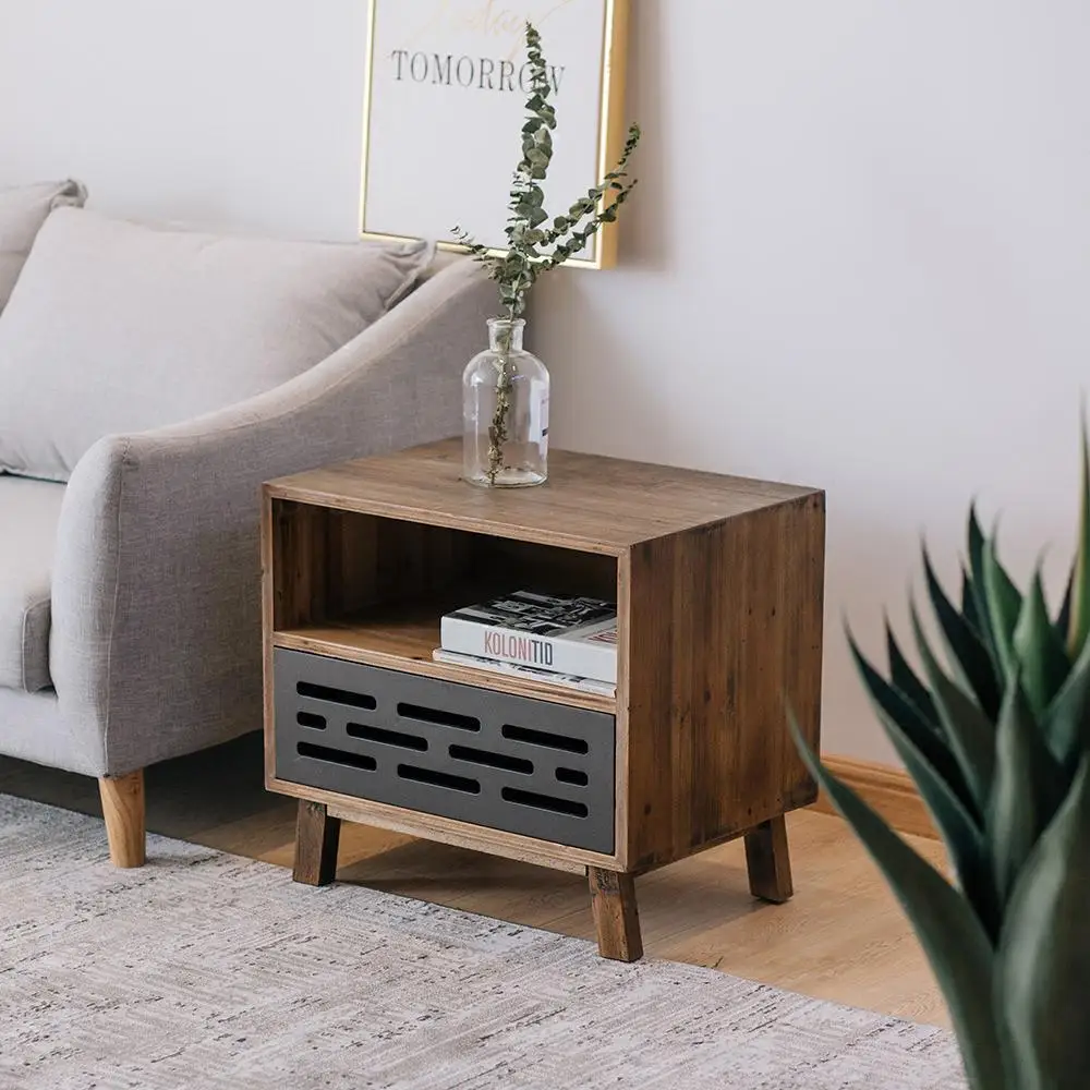 Простой деревянный прикроватный столик в японском стиле для кабинета спальни