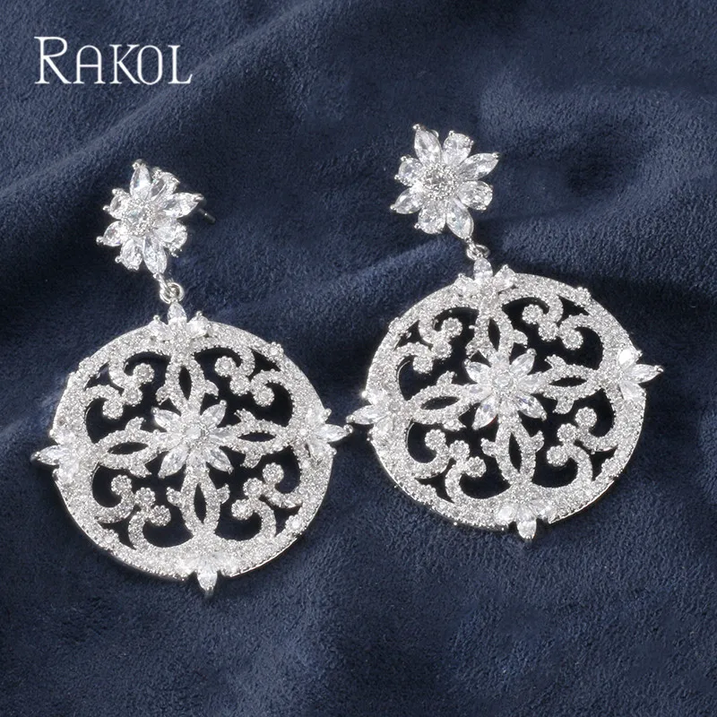 RAKOL новейший роскошный Искрящийся Блестящий кубический циркон большое круглое