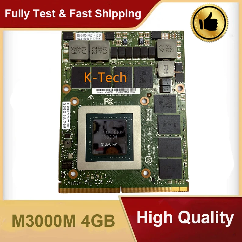 Оригинальная видеокарта M3000M M3000 GDDR5 4 Гб фотографическая карта для HP Zbook 17 G3 Dell M7710