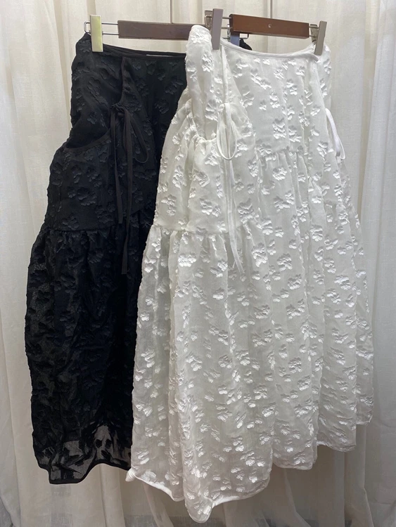 

Новинка 2021, женская модная пикантная жаккардовая микро-пышная однотонная универсальная юбка средней длины с украшением 056