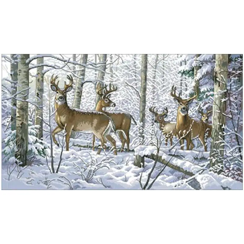 

Snow Forest Elk patterns Counted Cross Stitch 11CT 14CT 18CT DIY Cross Stitch Kits Embroidery Needlework Sets home decor