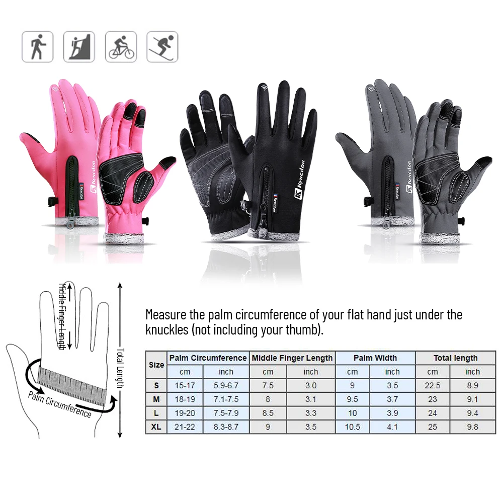 

Winter Warm Gloves Fleece Windproof Waterproof Touchscreen Sports Cycling Skiing Bicycle Outdoor Work Unisex Gloves
