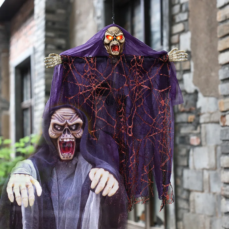 

Haunted House Hanging Ghost Halloween Decoration Horror Props Creepy Skeleton Hanging Grim Reaper Home Door Bar Decor H8