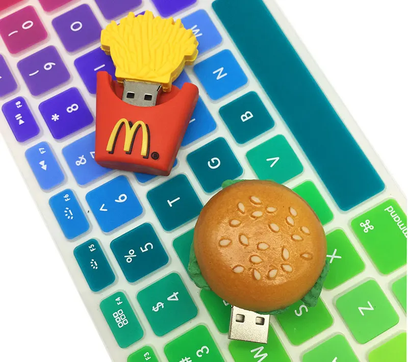 USB флеш-накопитель, флеш-накопитель, креативный, 4 ГБ, 8 ГБ, 16 ГБ, 32 ГБ, 64 ГБ, флеш-накопитель, 128 ГБ, мультяшная фри, гамбургер, usb флешка, 2,0 гамбургер