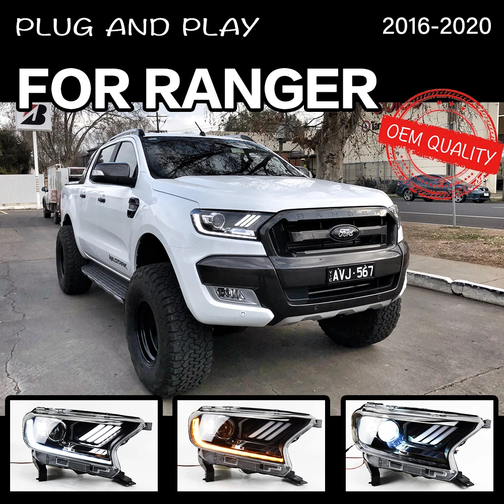 

Headlight For Ford Ranger 2016-2020 Car LED DRL Hella 5 Xenon Lens Hid H7 Ford Everest Car Accessories