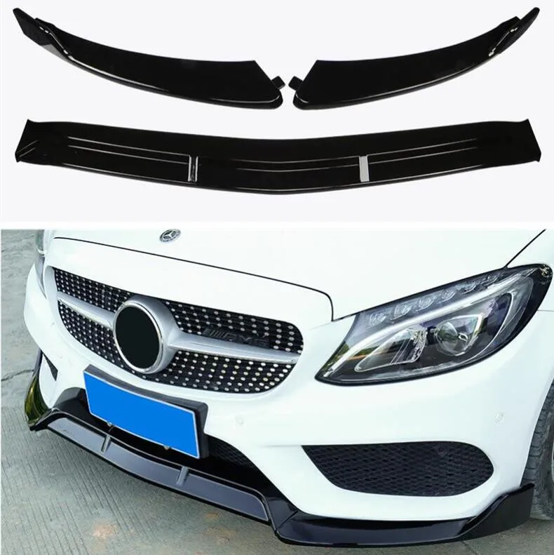

ABS CARBON FRONT BUMPER SPOILER LIP SPLITTERS WIND KNFE COVER For Mercedes-Benz C Class W205 AMG Sedan C180 C200 C260 C300