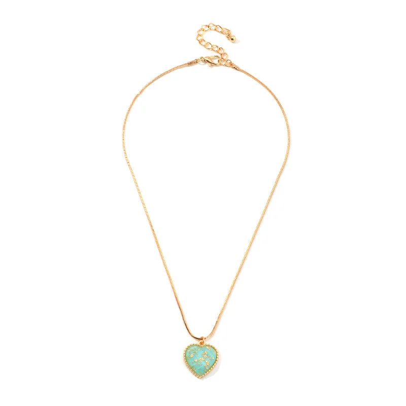 Sweet Girls Necklaces Fashion Women Lover Heart Pendant Retro Gold Foil Alloy Necklace Jewelry Gifts For Wedding Engagement | Украшения и