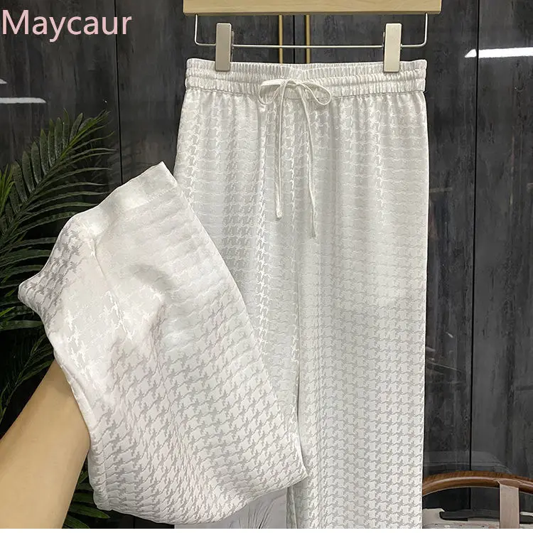 

Woman Pants 2021 Summer Straight Mopping Pants Ice Silk Wide-Leg Pants Draped Casual Pants Trousers for Women