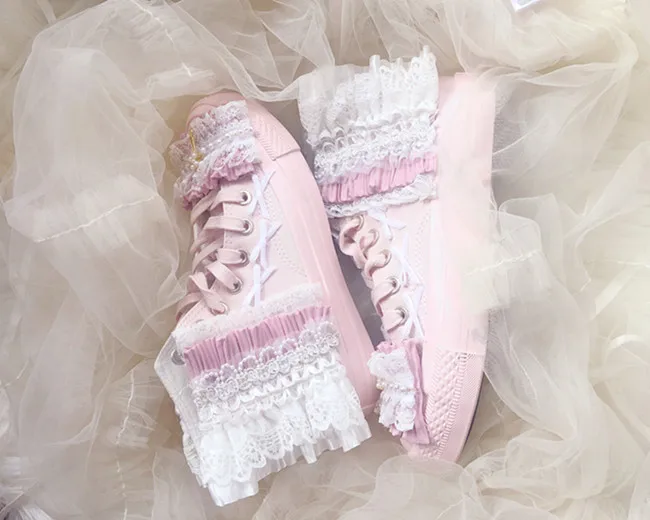 Туфли женские на плоской подошве красивые парусиновые туфли принцессы с розовым