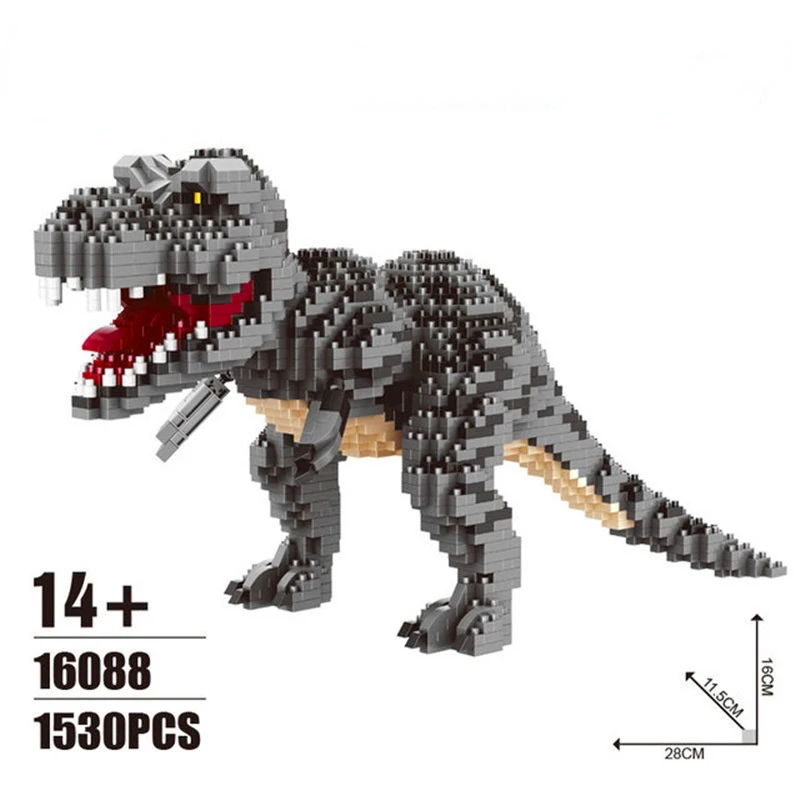 

1457pcs Simulation Jurassic Dinosaur Tyrannosaurus Animal Monster Model DIY Mini Diamond Building Block Children's Toy Gift