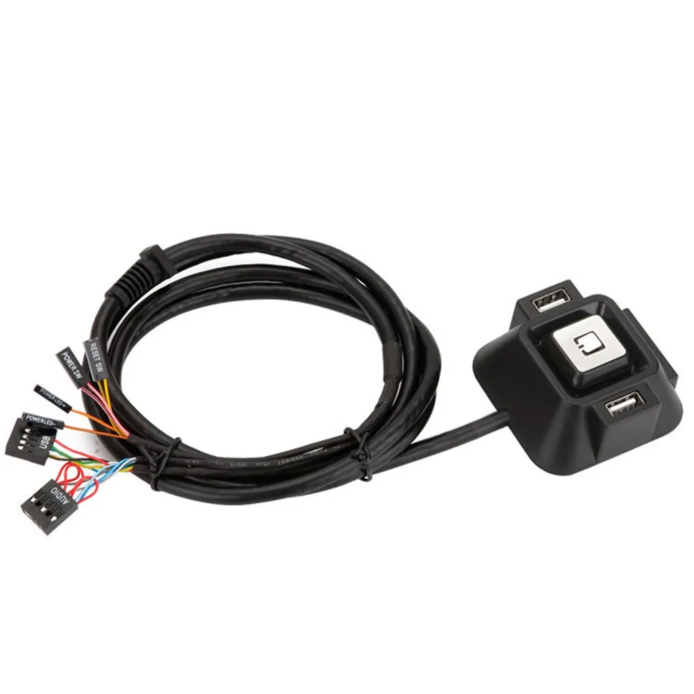 

Computer Desktop Switch Computer PC Case 1.2m Power Supply on/off Switch Extender Cable with Dual USB Port Dual Audio Plug