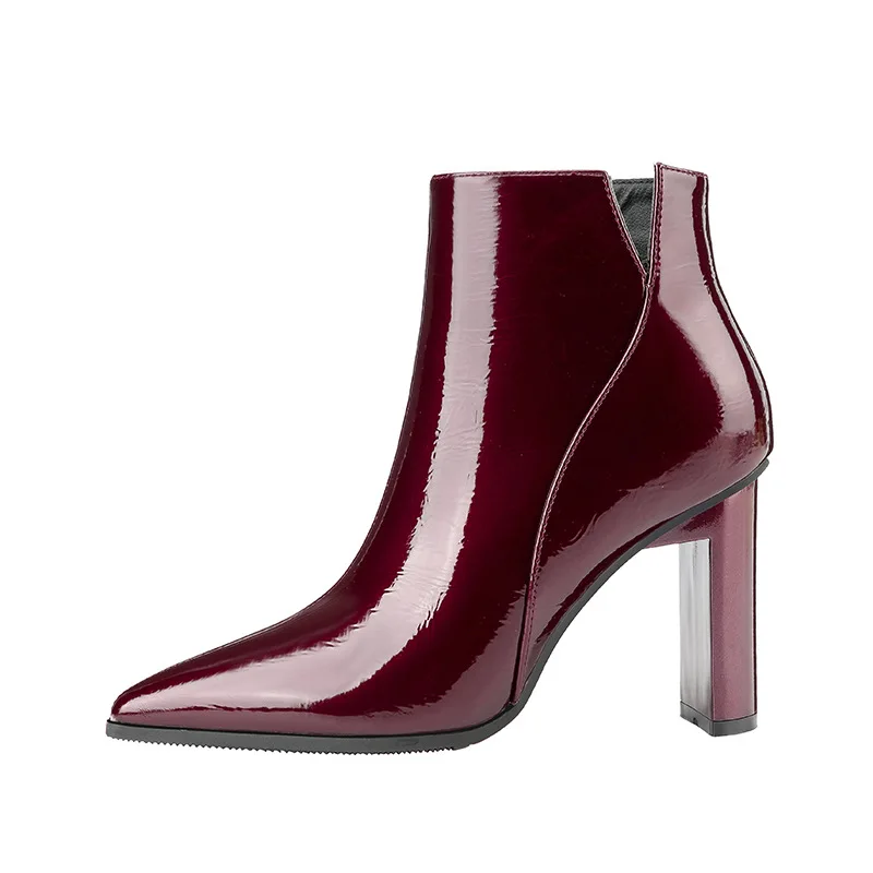 2019 г. модная зимняя обувь женские короткие ботильоны черного цвета на каблуке из