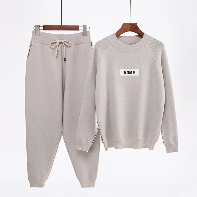 

Mozuleva 2022 Winter New Women's Fashion Cashmere Knitted Sweater Sets Sportswear Long-sleeved Trousers Two-piece Sets femme