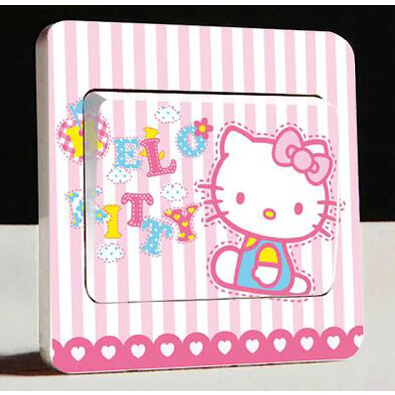 2 шт. список мультфильм hello kitty переключатель гнездо наклейки, украшенные сладкий дом Детская комната переключатель декоративные наклейки - Цвет: Белый