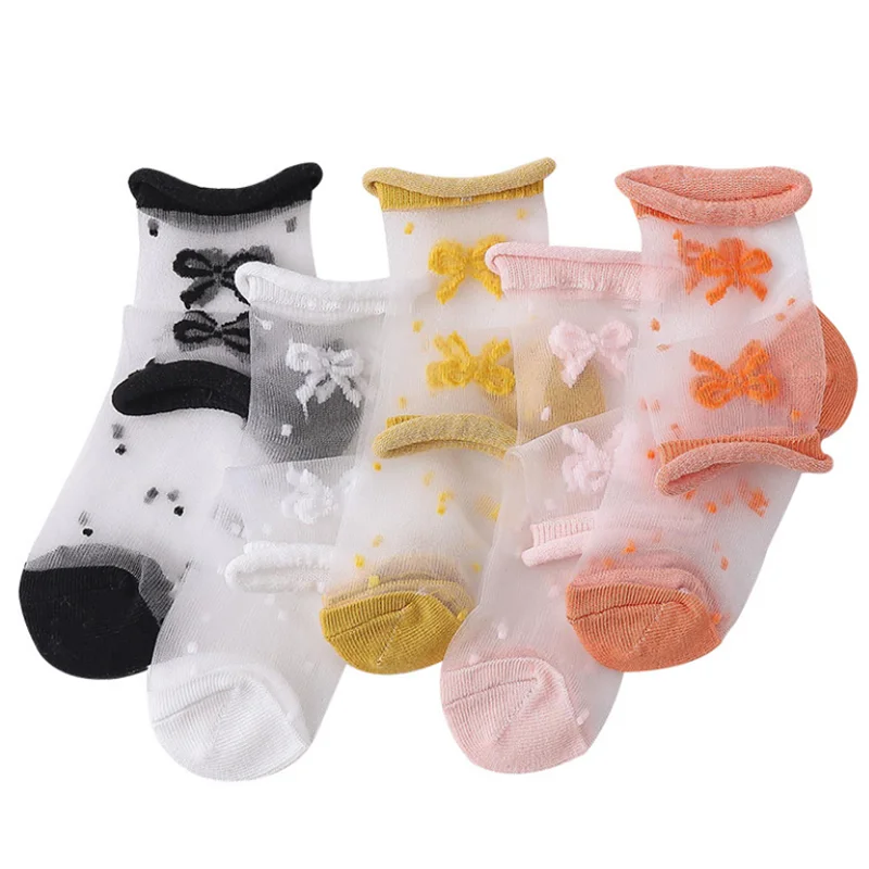 Носки для девочек шелковые носки с кристаллами маленьких летние короткие милым