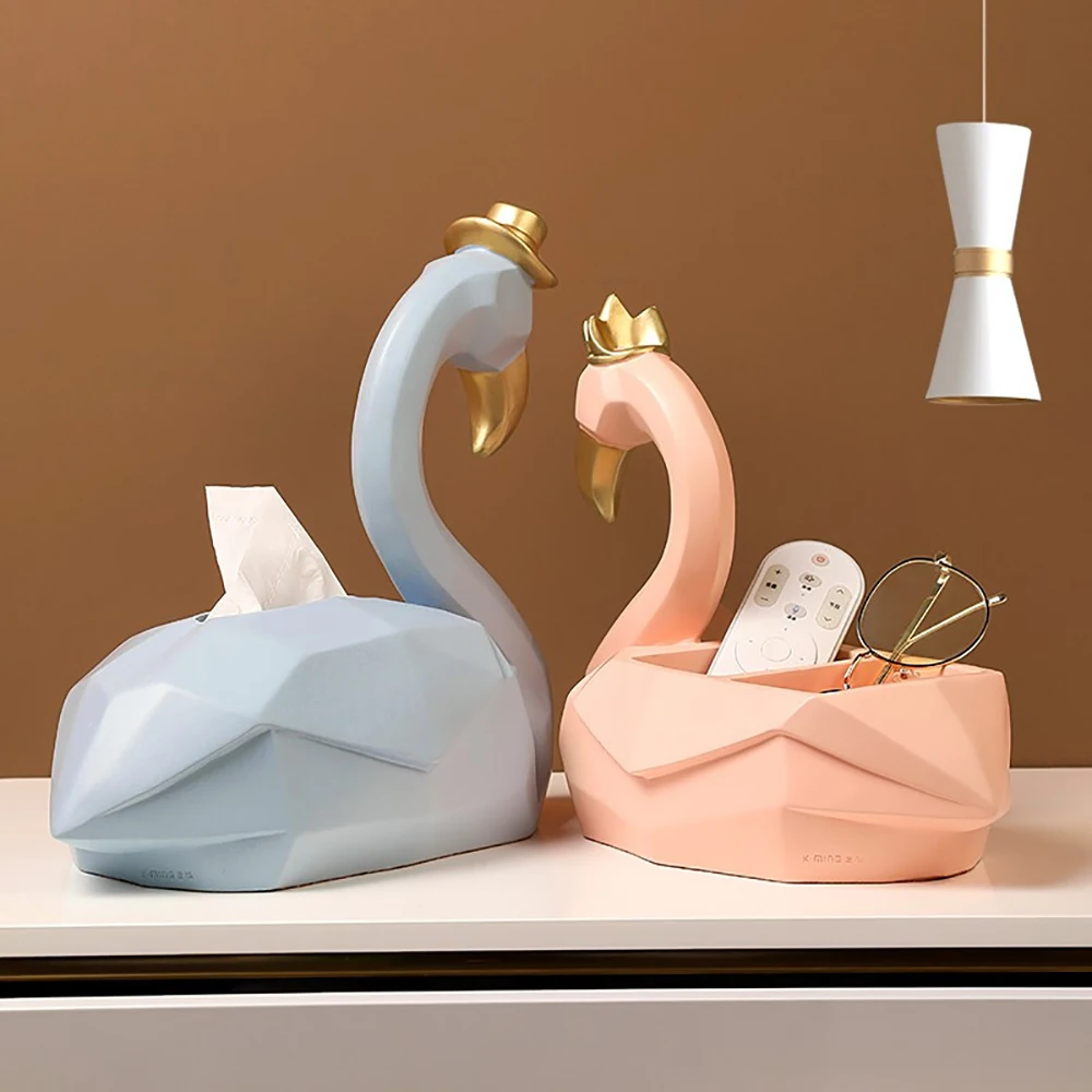 

Love Swan Resin Figurine Tissue Napkin Storage Box Glasses Storage Box Home Decoration Living Room Decor Ornaments Wedding Gift