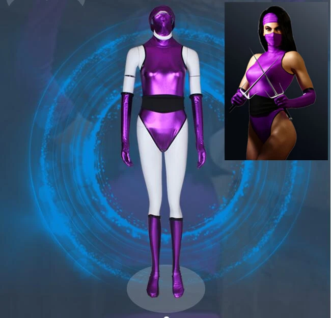 Костюм для косплея Mileena из игры Mortal Kombat 2 Фиолетовый комбинезон рождественские