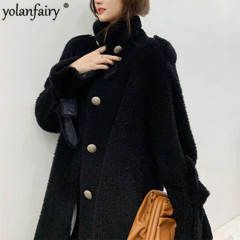 

Women's Real Fur Coat Winter Sheep Shearling 100% Wool Jacket Women Long Overcoat Casaco Feminino Inverno 2020 DYK190909 KJ4948