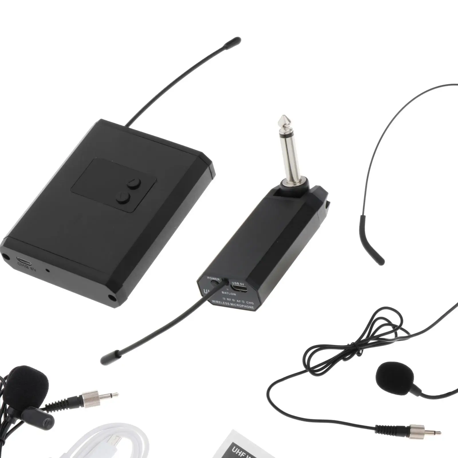 

Portable UHF Wireless Mic with Bodypack Receiver Meeting Recording Interview Mini Rechargeable Receiver Public Speaking
