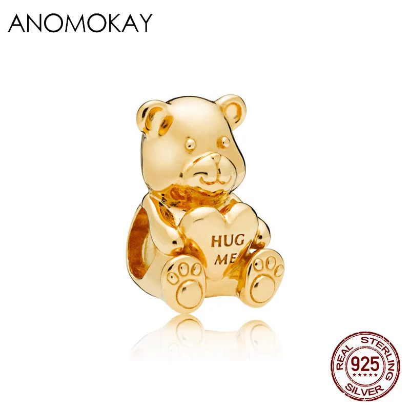 Anomookay, Стерлинговое Серебро 925 пробы, смешанный стиль, золотой цвет, подвески, подвеска из бисера, подходит для браслета Пандора, лучший сделай сам, ювелирное изделие, подарок
