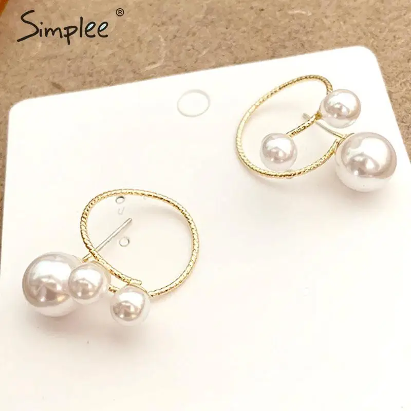 Simplee Vintage ювелирные изделия жемчужные серьги элегантные 3 круглые вечеринoe