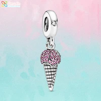 smuxin s925 sterling silver beads pave ice cream cone dangle charms fit original pandora bracelets women diy jewelry making