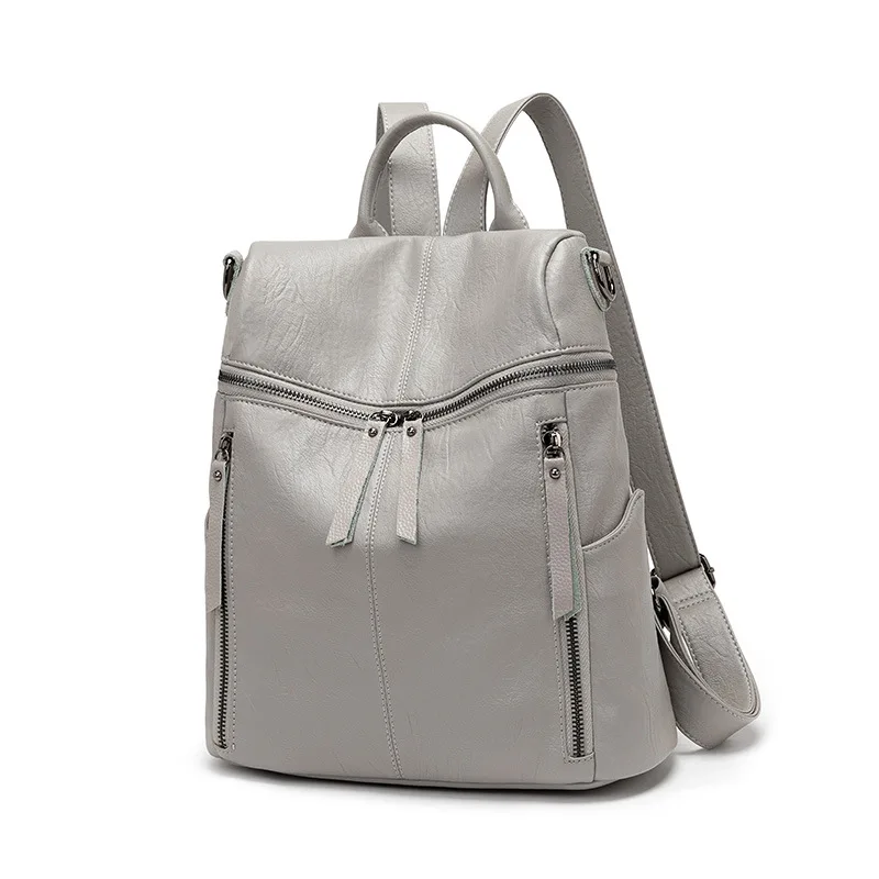 

Backpack women's new Korean fashion bag leisure personality soft leather anti-theft travel backpack