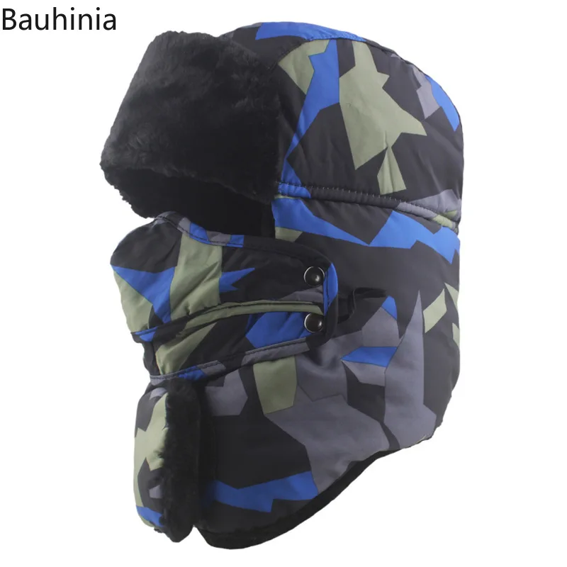 Зимняя шапка-бомбер плюшевая Ушная русская ушанка с очками мужская и женская