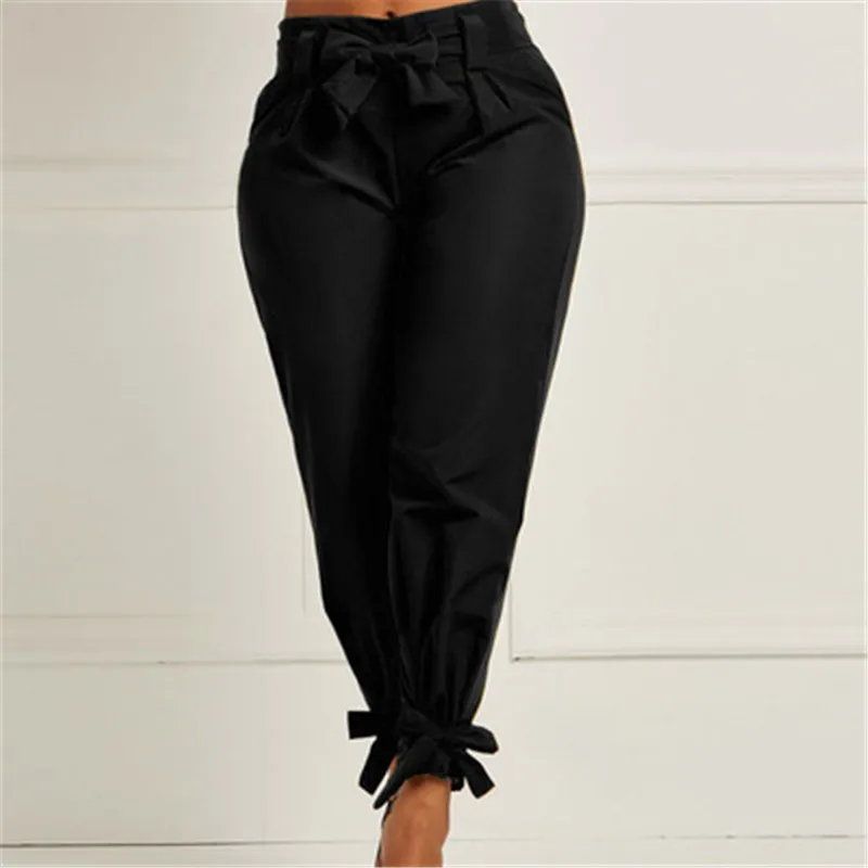 

2020 European and American women's bow tie belt waist loose slacks 1392