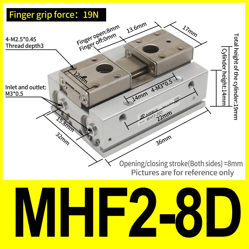 MHF2 Double acting Low Profile Air Gripper MHF2-8D MHF2-12D MHF2-16D MHF2-20 MHF2-8D1 MHF2-12D1 MHF2-16D1 MHF2-201 MHF2-8D2