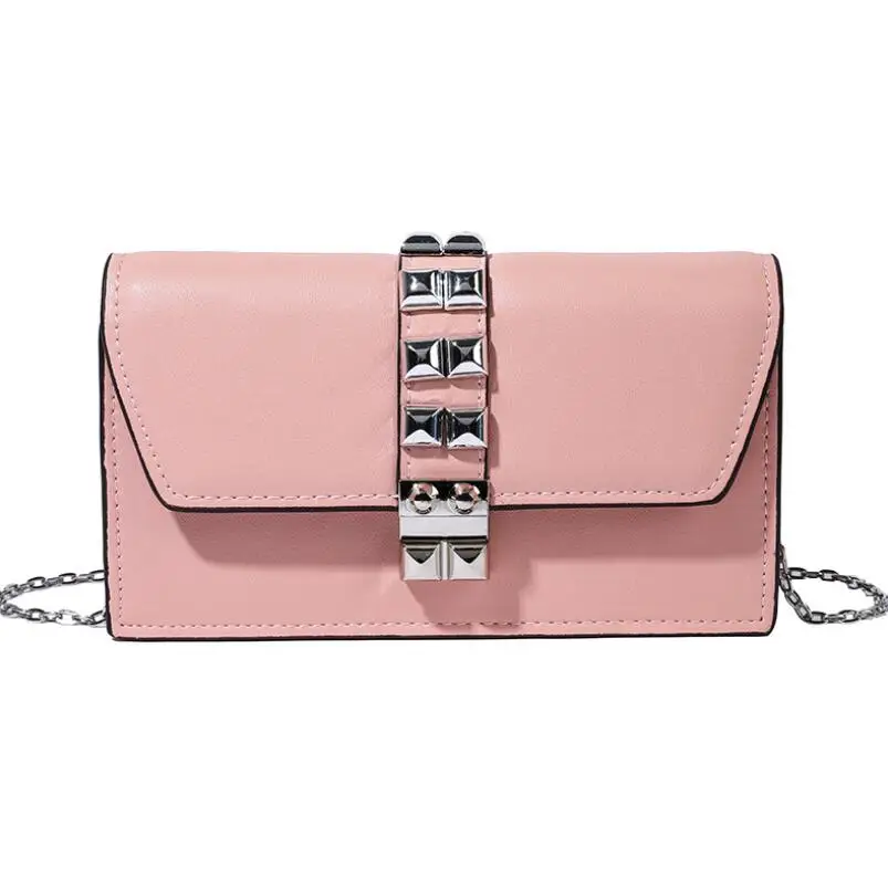 Модная дамская сумка мессенджер с заклепками Классическая маленькая квадратная