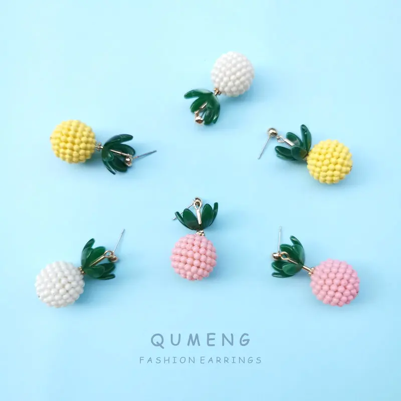 

Женские серьги в виде фруктов QUMENG, из каучука и ананаса, лето 2020 г., серьги с фруктами